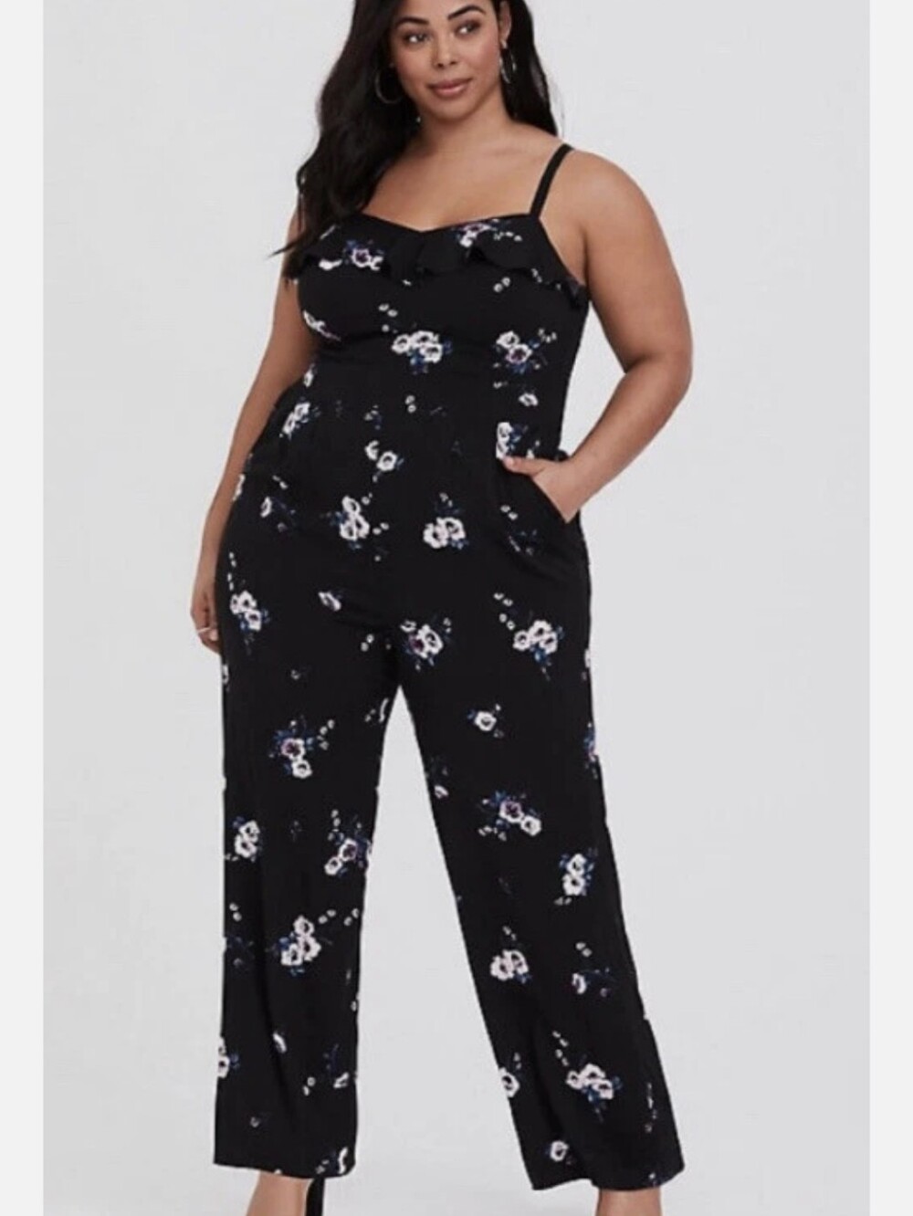 TORRID Black Floral Wide Leg Jumpsuit - Women's Size 2XL